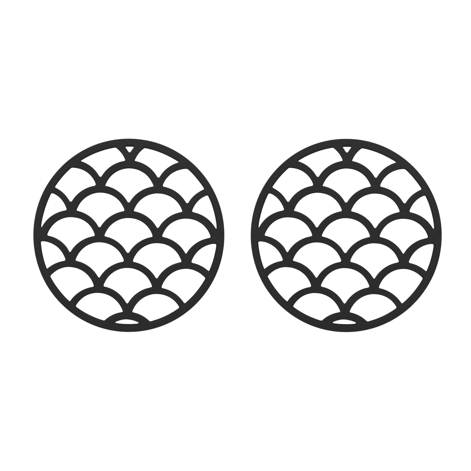Krumble Pannenonderzetter met schubben patroon - Zwart - Set van 2