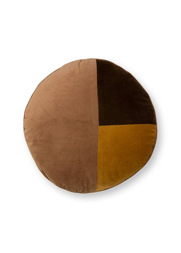 vtwonen Rond Sierkussen - Velvet - Katoen - Bruin - 40 cm