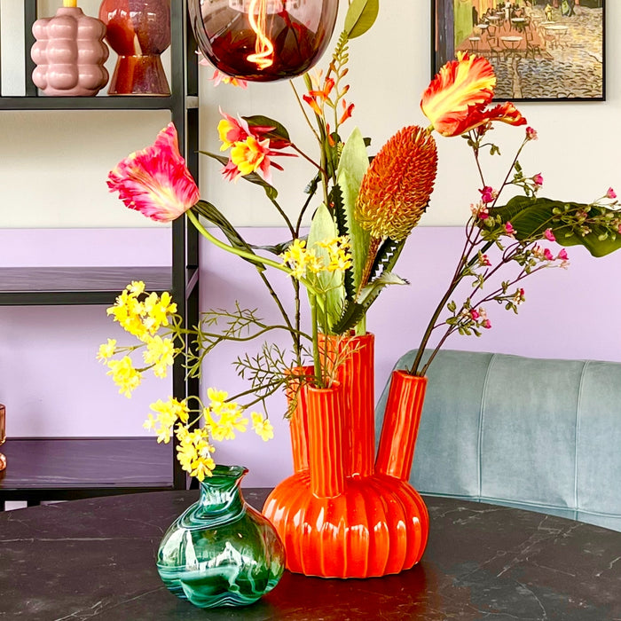 Fleurdirect Kunstbloem Vlambloem - Rood|Roze - Polyester