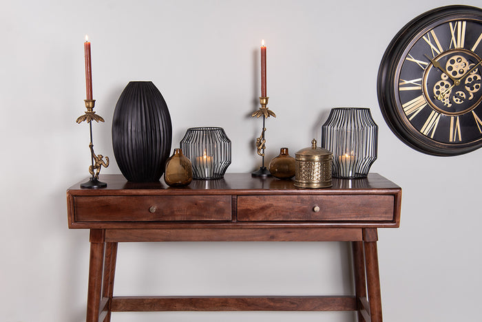 Clayre & Eef Kandelaar Aap 32 cm Goudkleurig Zwart Kunststof Metaal