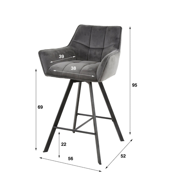 Fraaai - Ramon draaibare barstoel - 69 cm - velvet - champagne