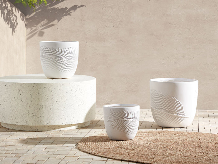 Beliani-FTERO-Bloempot-Gebroken wit-28 x 28 x 16 cm-Kleivezel