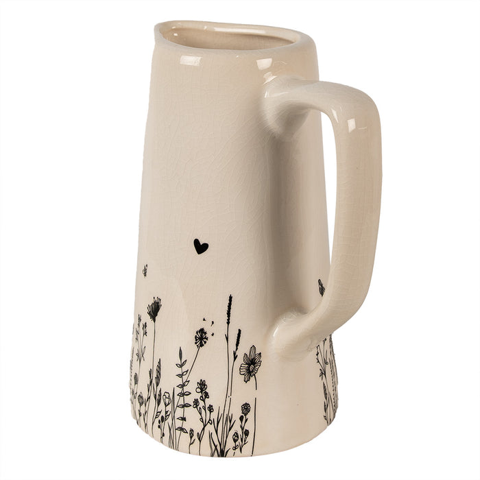 Clayre & Eef Decoratie Kan  16x11x20 cm Beige Zwart Keramiek Waterkan