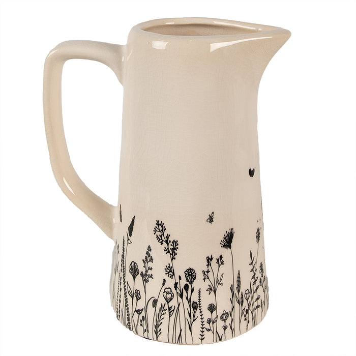 Clayre & Eef Decoratie Kan  16x11x20 cm Beige Zwart Keramiek Waterkan