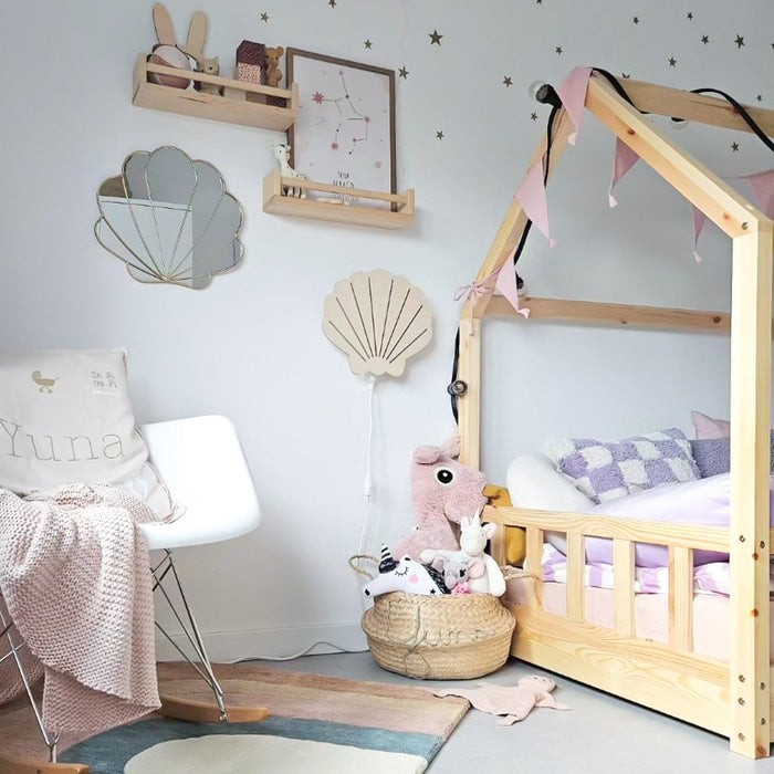 Houten wandlamp kinderkamer | Schelp - blank