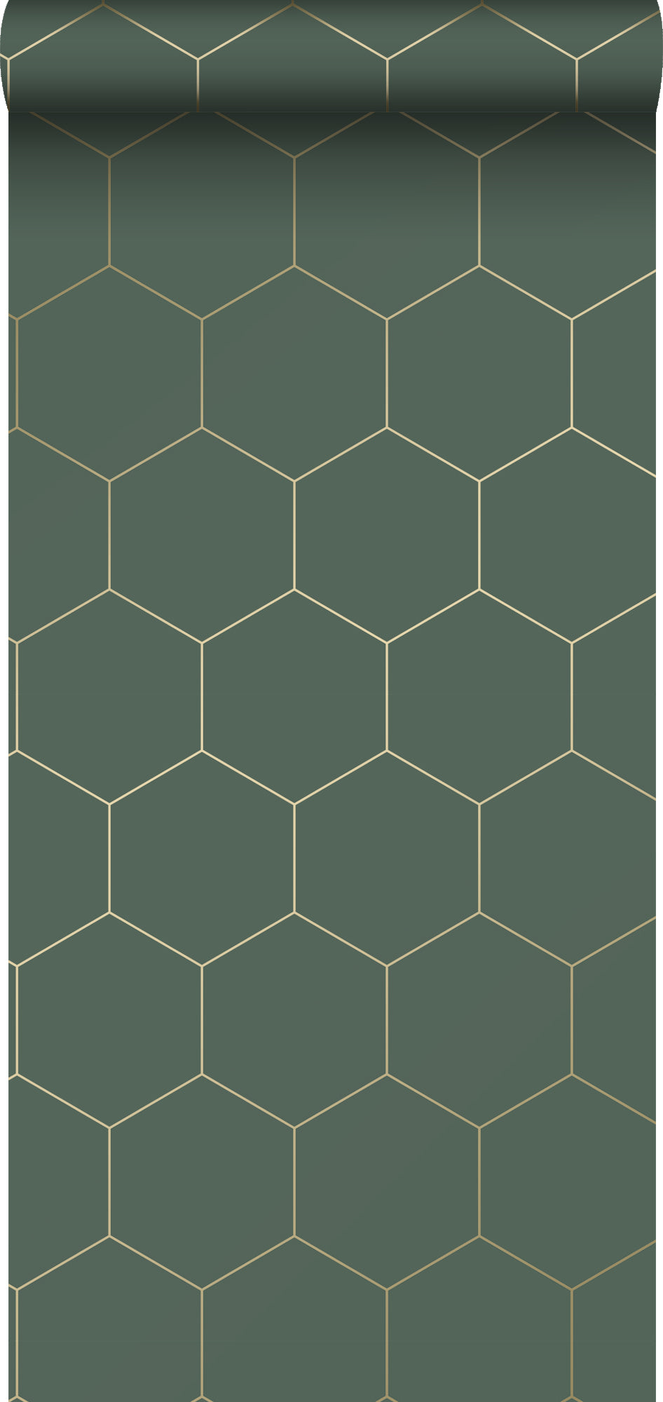 ESTAhome behang hexagon donkergroen en goud - 0,53 x 10,05 m - 139228