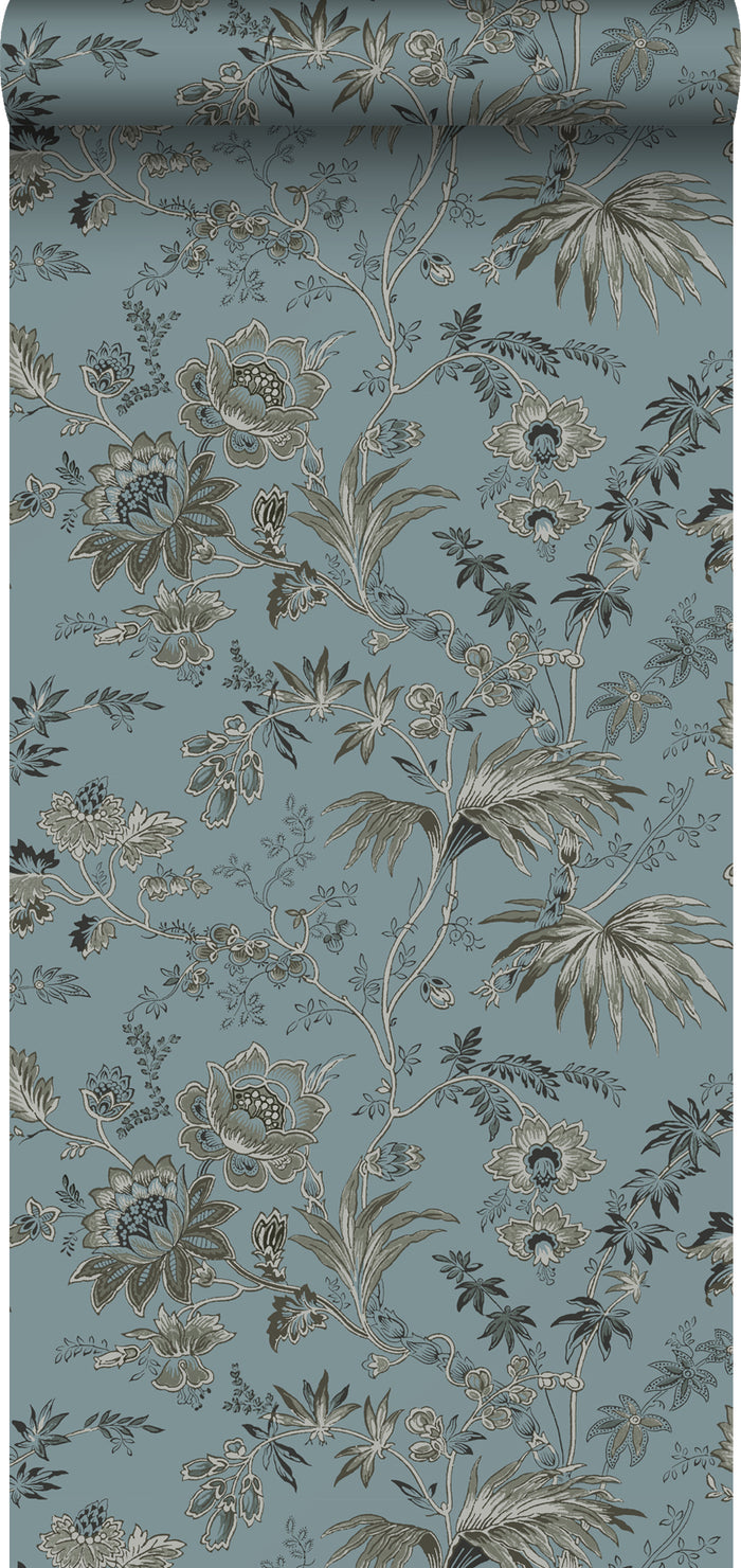 ESTAhome behang vintage bloemen vintage blauw - 50 x 900 cm - 139402