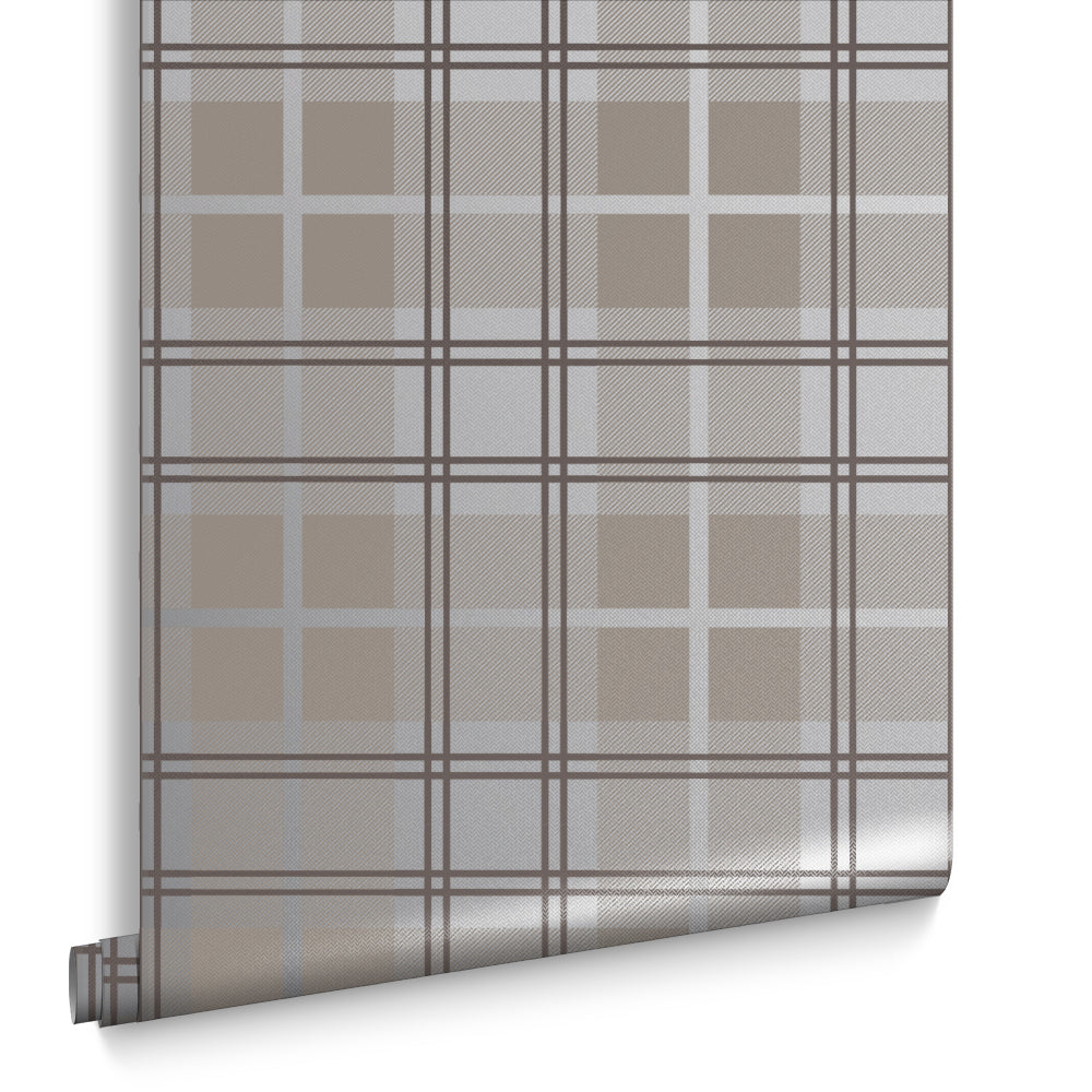 Graham & Brown vliesbehang Tartan Earth Bruin