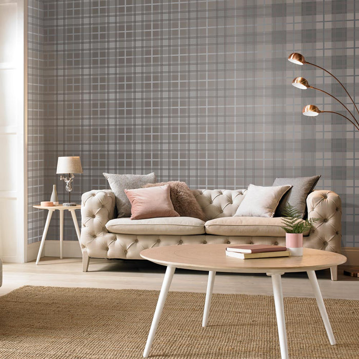 Graham & Brown vliesbehang Tartan Earth Bruin