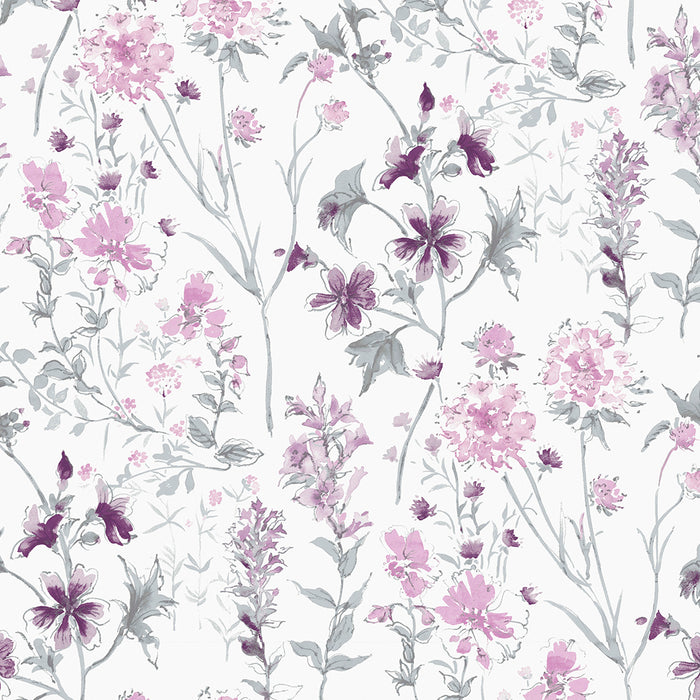 Laura Ashley Wild Meadow Behang - Bloemen - 10mx52cm - Paars