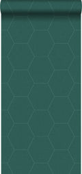 ESTAhome behang hexagon petrolgroen - 0,53 x 10,05 m - 148752