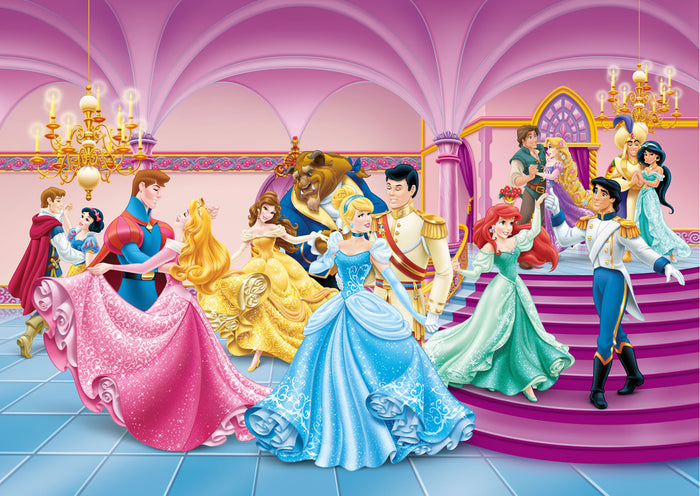 Disney fotobehang prinsessen roze, blauw en geel - 255 x 180 cm - 6003
