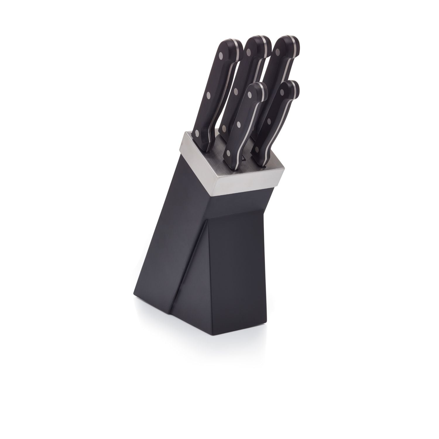 Messenset met Messenblok, 5 Messen, Zwart, Hout, RVS - KitchenCraft
