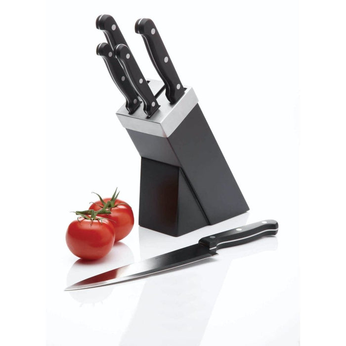 Messenset met Messenblok, 5 Messen, Zwart, Hout, RVS - KitchenCraft