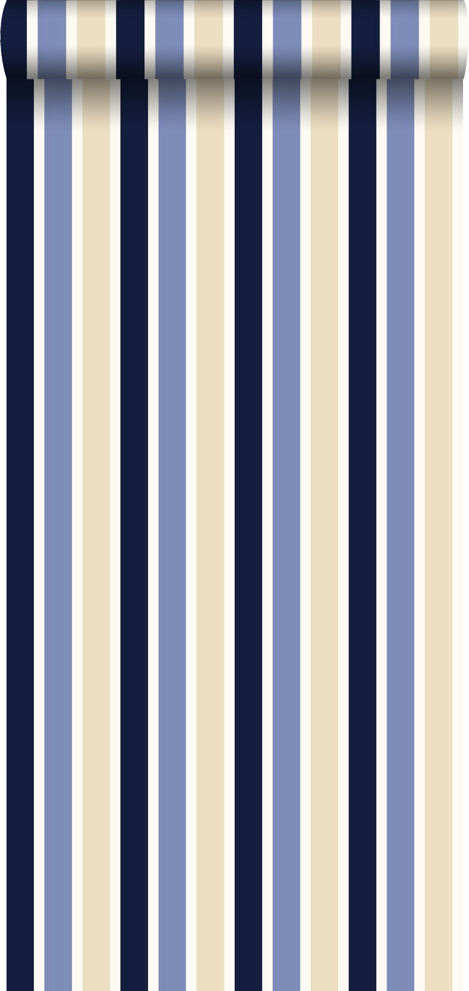 ESTAhome behang strepen marine blauw en beige - 115815 - 53 cm x 10,05