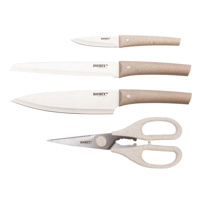 Homey's Vitt keukenset - 4-delig - RVS|tarwegras - duurzaam