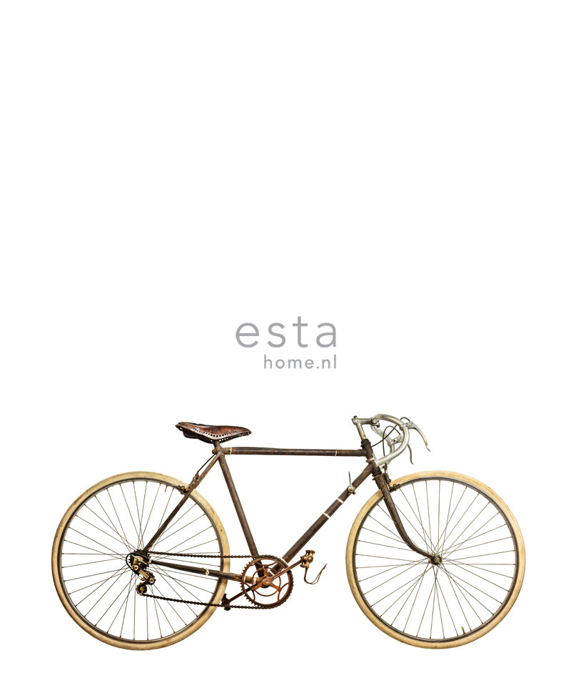 ESTAhome fotobehang oude fiets wit, bruin en beige - 232,5 cm x 2,79 m