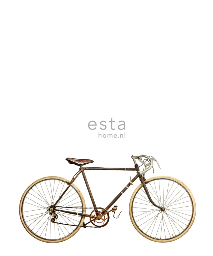 ESTAhome fotobehang oude fiets wit, bruin en beige - 232,5 cm x 2,79 m