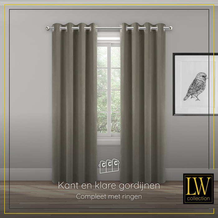 LW Collection Kant en klare gordijnen taupe 140x225cm