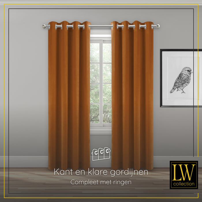 LW Collection Kant en klare gordijnen oranje 290x245cm