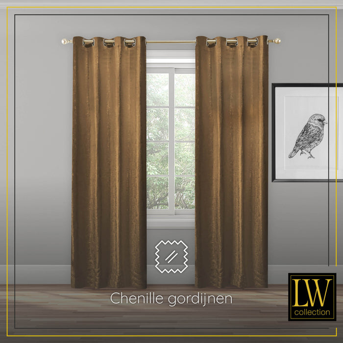 LW Collection Kant en klaar gordijnen bruin 140x270cm