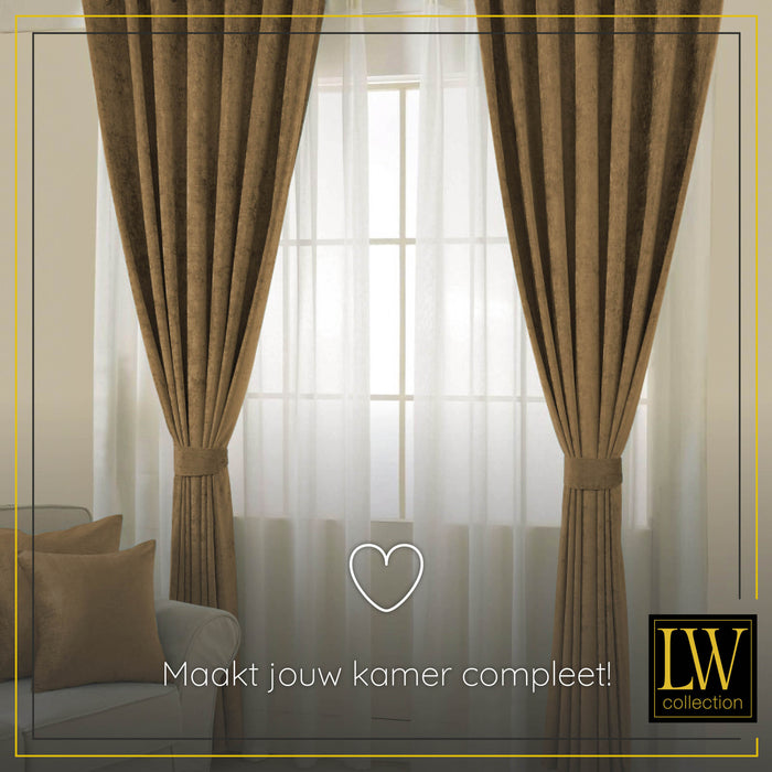 LW Collection Kant en klaar gordijnen bruin 140x270cm
