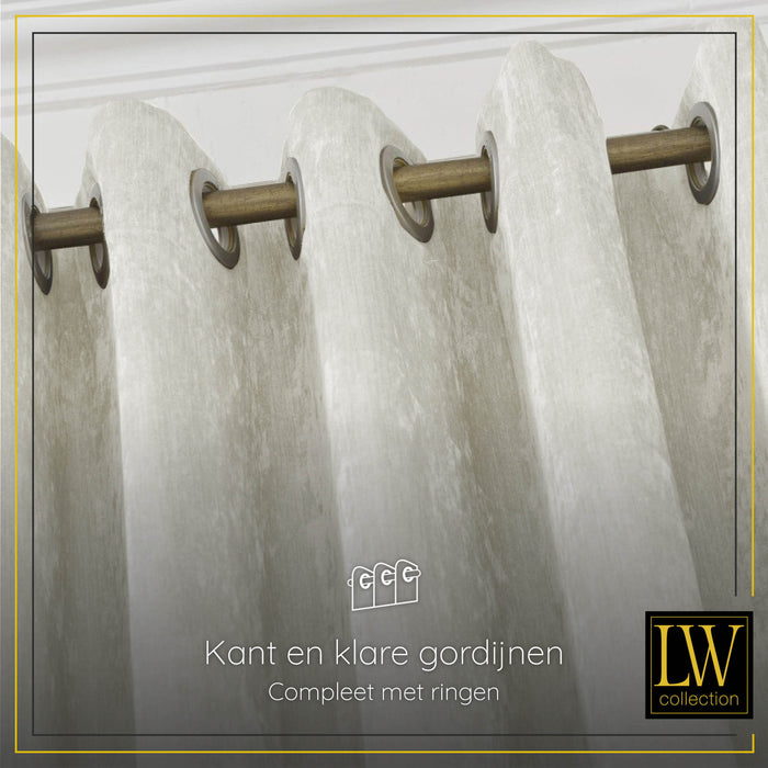 LW Collection Kant en klaar gordijnen wit 140x175cm