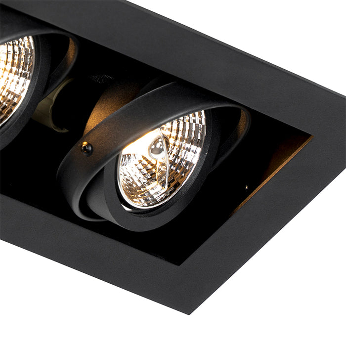 QAZQA Moderne inbouwspot zwart 2-lichts verstelbaar - Oneon 70