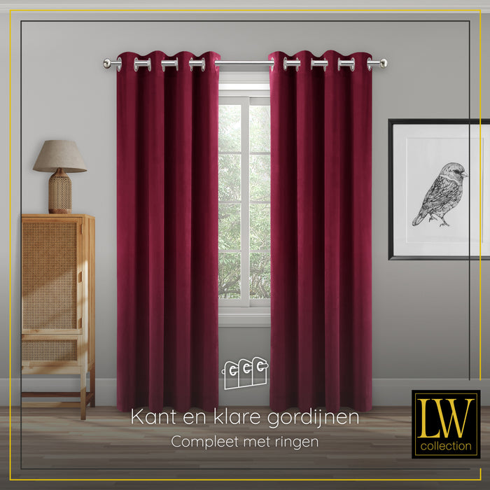 LW Collection Kant en klaar gordijnen rood 140x225cm
