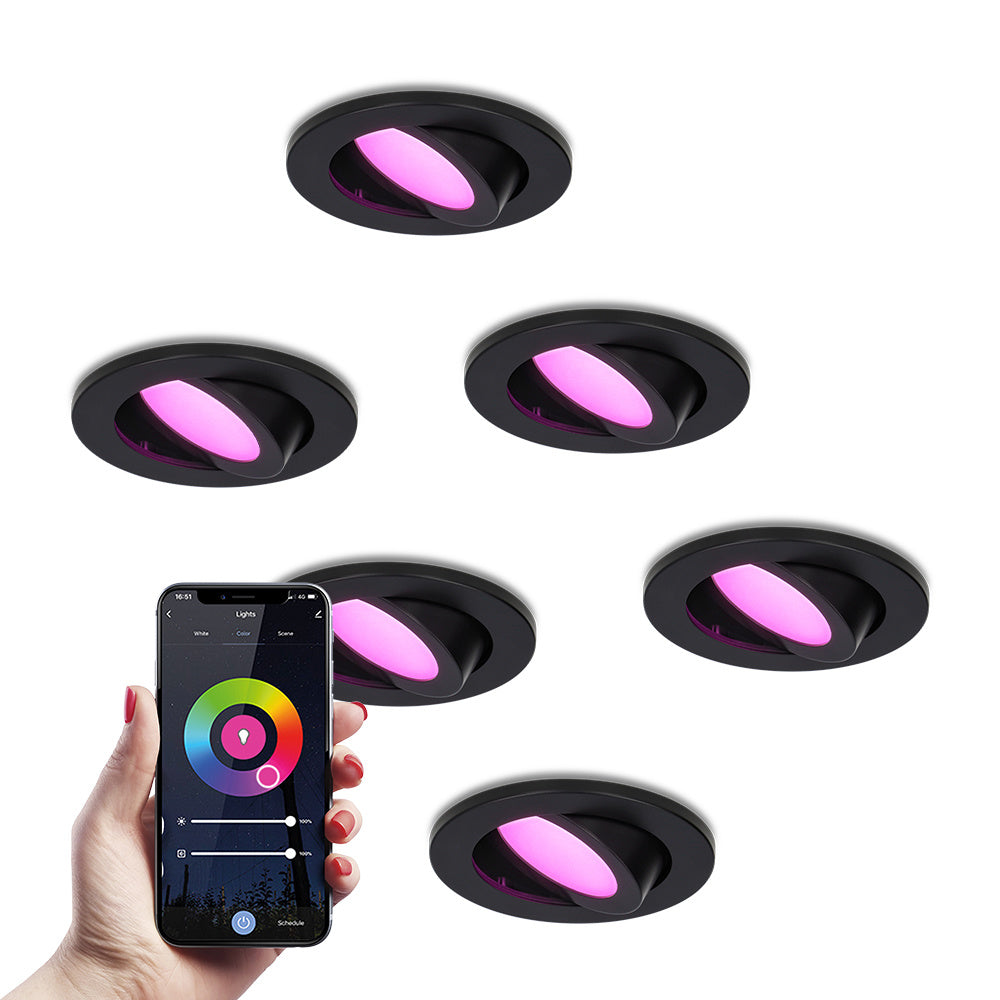 HOFTRONIC 6x Vienna Smart Inbouwspots RGBWW IP65 Zwart