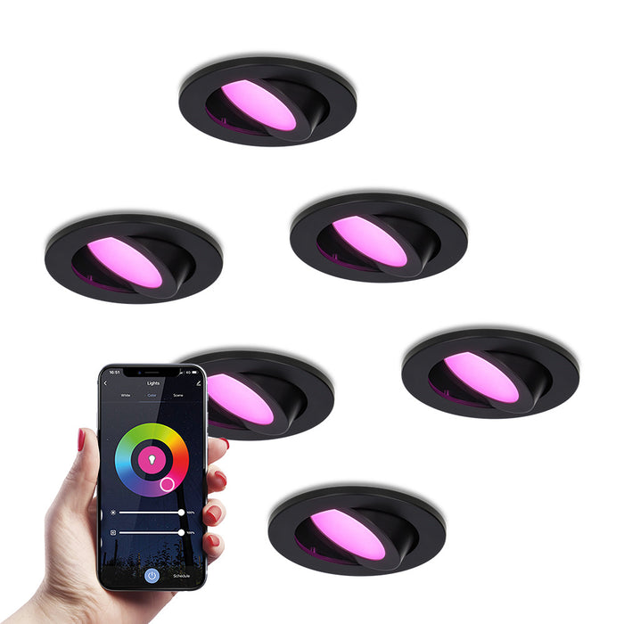 HOFTRONIC 6x Vienna Smart Inbouwspots RGBWW IP65 Zwart