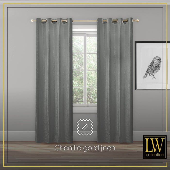 LW Collection Kant en klaar gordijnen grijs 140x270cm