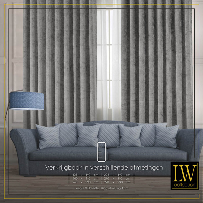 LW Collection Kant en klaar gordijnen grijs 140x270cm