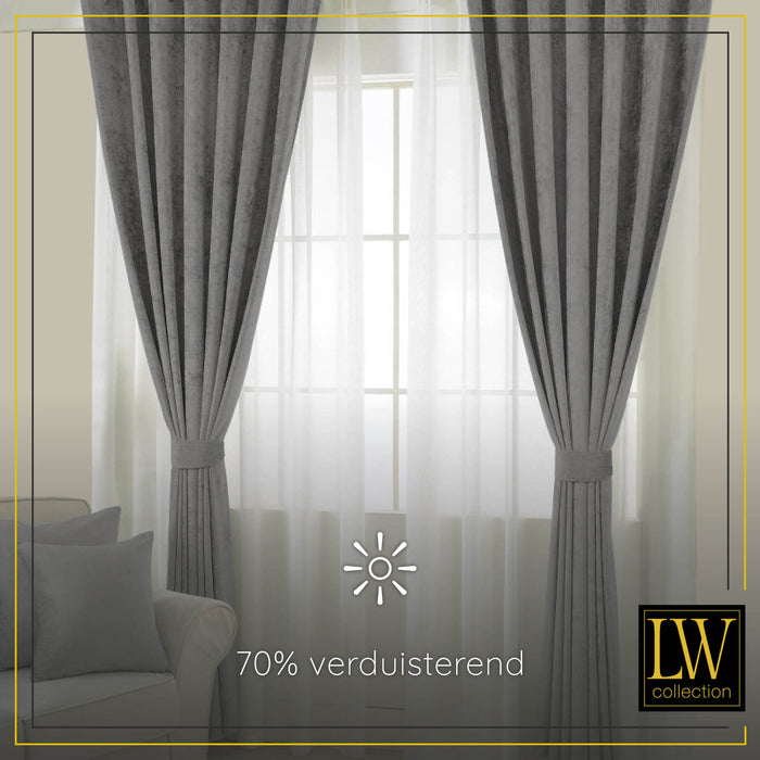 LW Collection Kant en klaar gordijnen grijs 140x270cm
