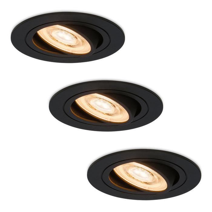 HOFTRONIC 3x Miro - LED Inbouwspots Zwart Kantelbaar