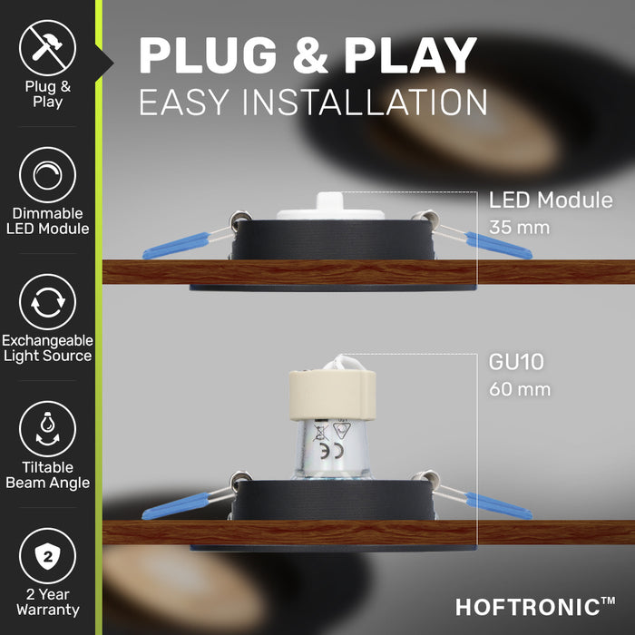 HOFTRONIC 3x Miro - LED Inbouwspots Zwart Kantelbaar