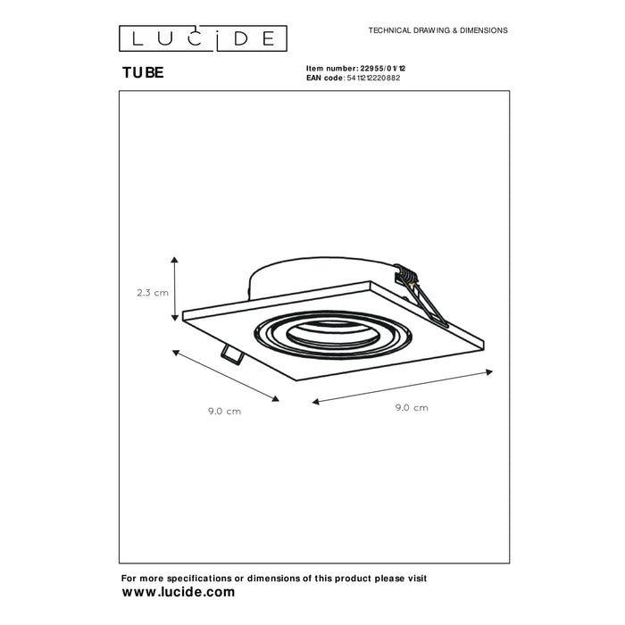 Lucide TUBE Inbouwspot - Mat chroom