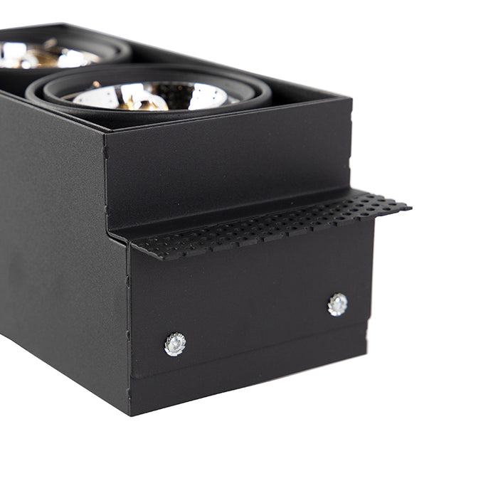 QAZQA Inbouwspot zwart GU10 AR70 trimless 2-lichts - Oneon