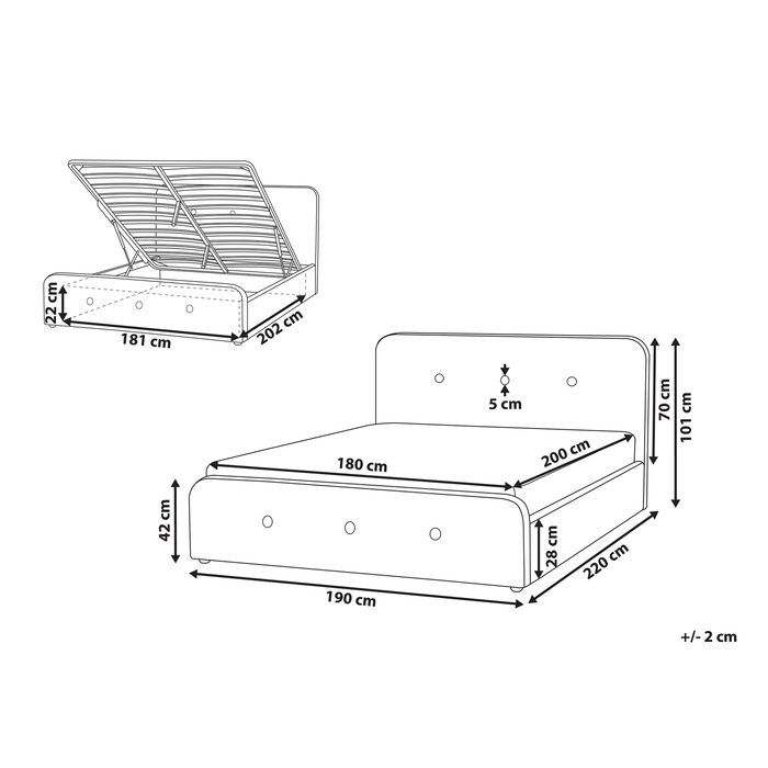 Beliani-RENNES -Bed met opbergruimte-Donkergrijs-180x200 cm-Polyester