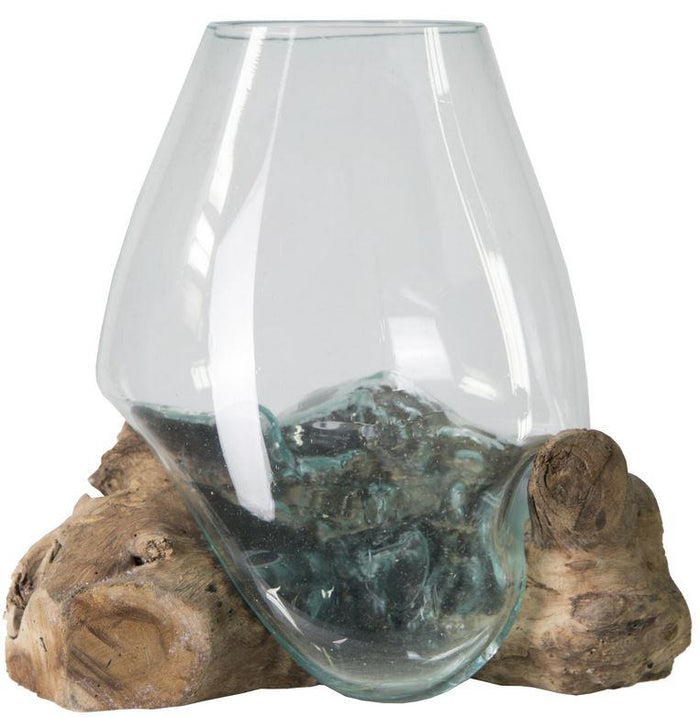 Plantenwinkel Decowood Glass B Round 30x30 cm ronde glazen vaas op