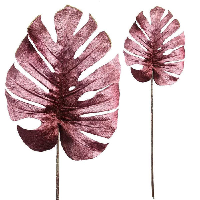 PTMD Leaves Plant Monstera Kunstblad - 29x24x76 cm - Velvet - Paars
