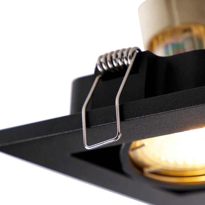 QAZQA Inbouwspot zwart rechthoekig 2-lichts - Qure