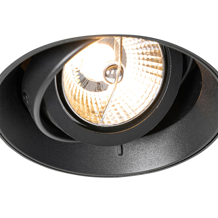 QAZQA Moderne inbouwspot zwart GU10 AR70 rond trimless - Oneon