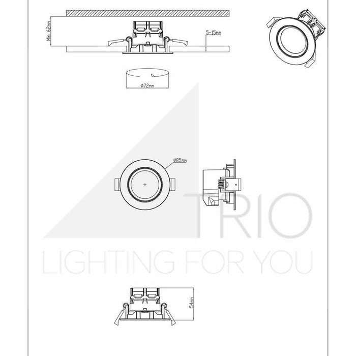Trio Leuchten Pamir Inbouwspots 3x SMD 5,5W Wit