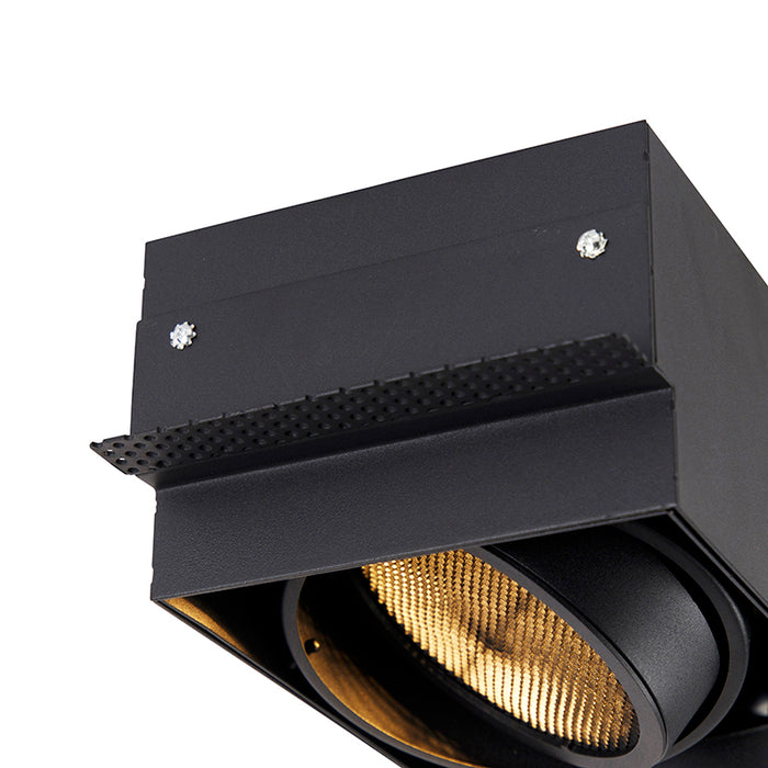 QAZQA Inbouwspot zwart GU10 AR111 Trimless 2-lichts - Oneon Honey