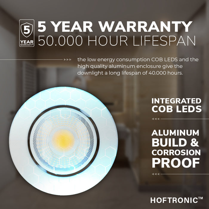 HOFTRONIC 3x Malta - LED Inbouwspots Badkamer IP44 Wit