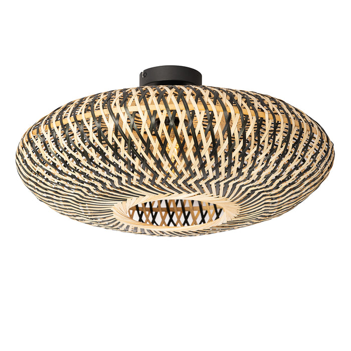 QAZQA Oosterse plafondlamp zwart bamboe 50 cm - Ostrava