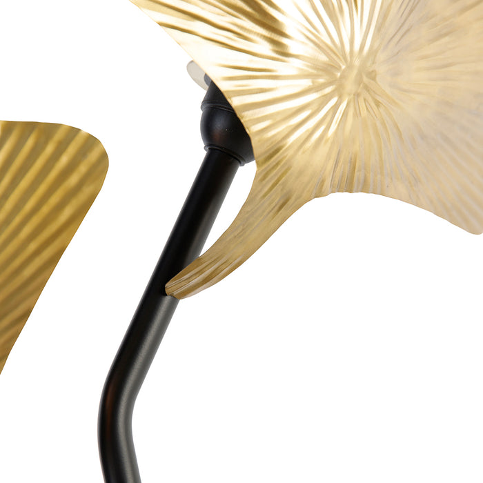 QAZQA Oosterse tafellamp messing met zwart 2-lichts - Louka