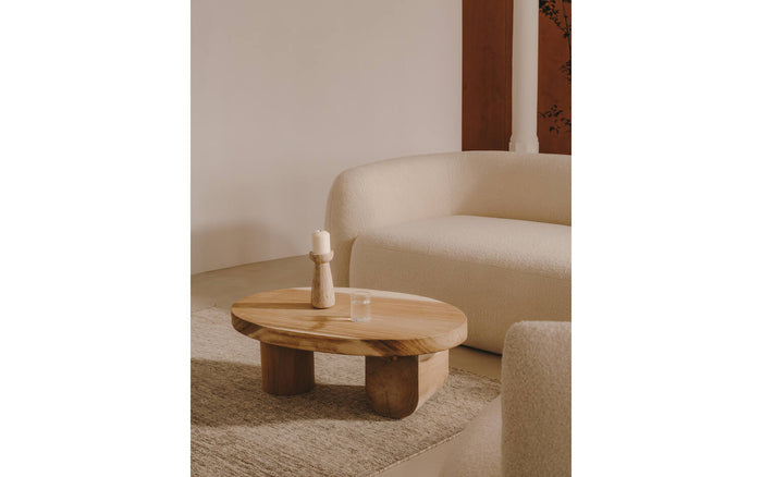 Kave Home - Mosi-salontafel van massief munggurhout, Ø 90 x 60 cm