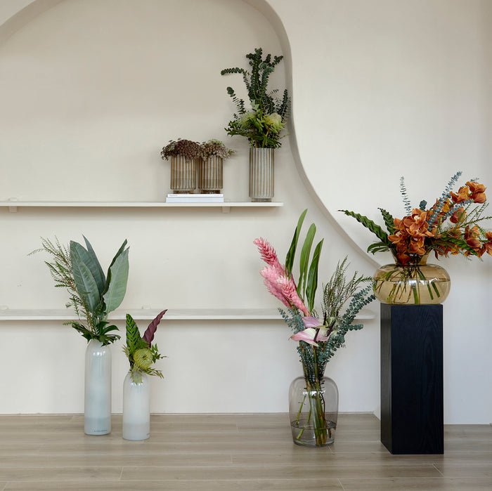 Riviera Maison Glazen vaas, Luxe Bloemenvaas Warm Aramis - Lichtbruin